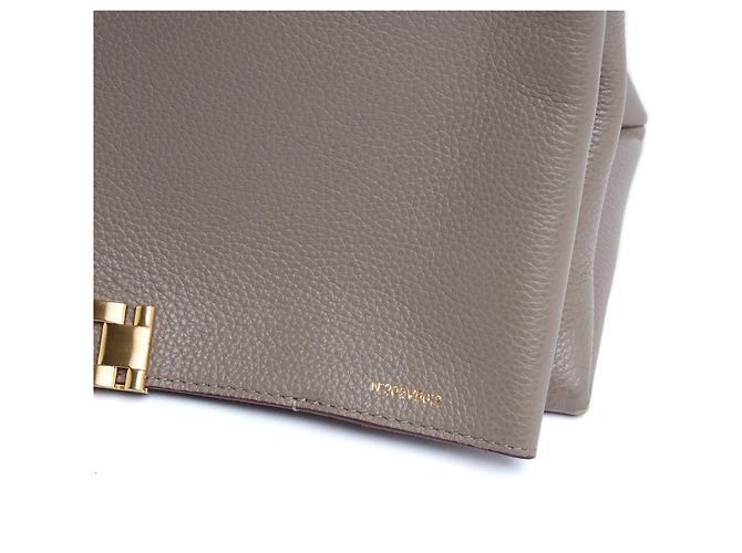 Borsa a Spalla Maxi Chain Pouch Jumbo Taupe in Pelle Victoria Beckham - vista 4