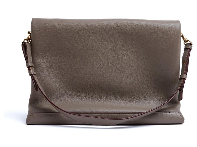 Borsa a Spalla Maxi Chain Pouch Jumbo Taupe in Pelle Victoria Beckham - vista 6