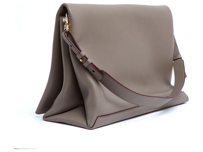 Borsa a Spalla Maxi Chain Pouch Jumbo Taupe in Pelle Victoria Beckham - vista 7