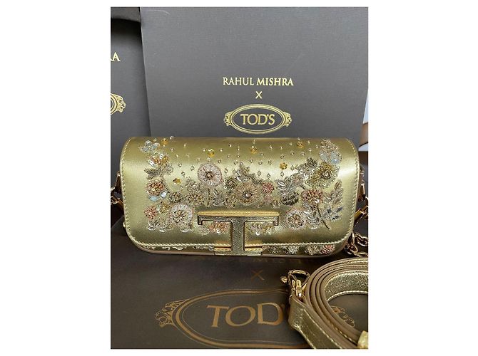 Tod's Rahul Mishra Edizione Limitata Borsa a Soffietto Oro D'oro - vista 4