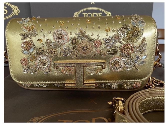 Tod's Rahul Mishra Edizione Limitata Borsa a Soffietto Oro D'oro - vista 5