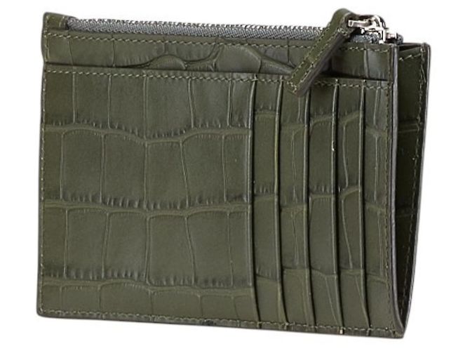 Balenciaga Khaki Leather Card Case - view 2