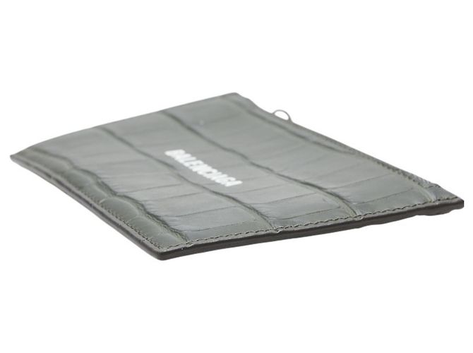 Balenciaga Khaki Leather Card Case - view 4