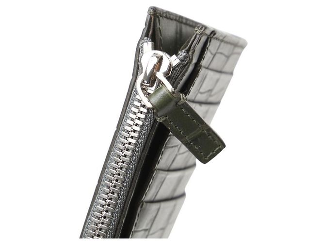 Balenciaga Khaki Leather Card Case - view 6