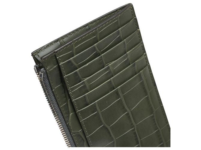 Balenciaga Khaki Leather Card Case - view 7