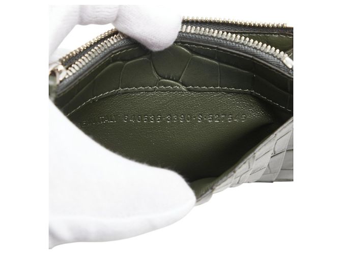 Balenciaga Khaki Leather Card Case - view 9