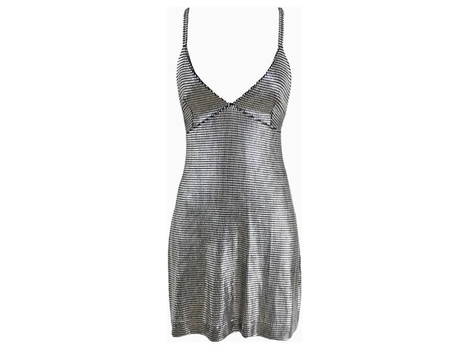 Abendkleid von Paco Rabanne, Modell Silver Foil der 90er. Silber - Ansicht 6
