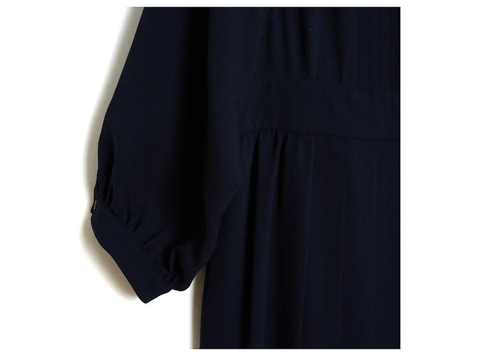 Christian Dior 2017 Vestido Plisado de Lana Marina FR42 Chiuri UK14 US12 Azul marino - vista 4