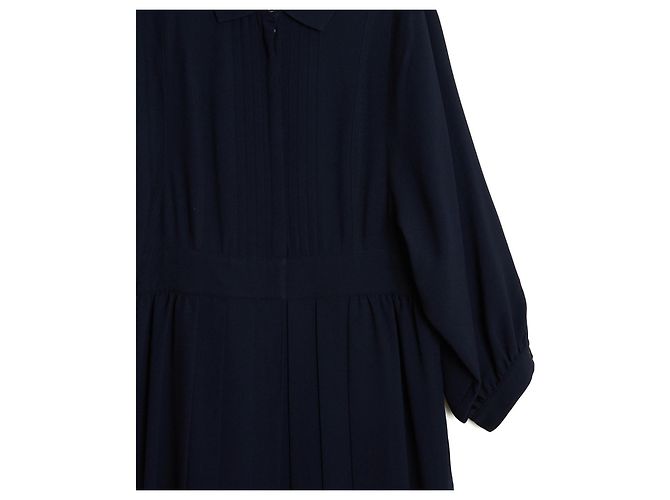 Christian Dior 2017 Vestido Plisado de Lana Marina FR42 Chiuri UK14 US12 Azul marino - vista 6