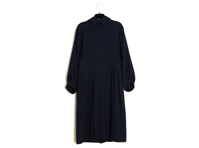 Christian Dior 2017 Vestido Plisado de Lana Marina FR42 Chiuri UK14 US12 Azul marino - vista 7