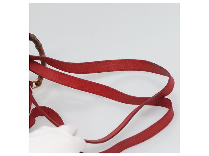 Zaino in Pelle Suede Gucci Bamboo Rosso Oro 003 58 0030 Auth ar13675 D'oro - vista 10
