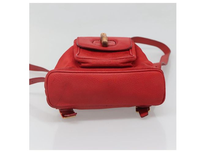 Zaino in Pelle Suede Gucci Bamboo Rosso Oro 003 58 0030 Auth ar13675 D'oro - vista 11