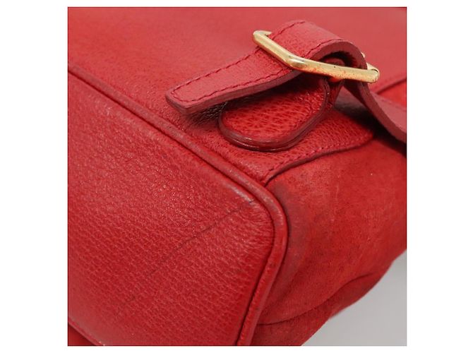 Zaino in Pelle Suede Gucci Bamboo Rosso Oro 003 58 0030 Auth ar13675 D'oro - vista 14