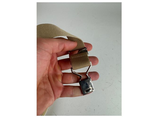 Vintage Gucci Canvas Gürtel beige Silber - Ansicht 4