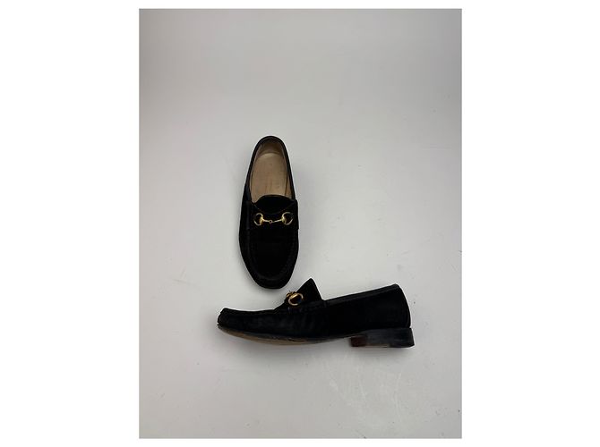 Mocassini Gucci Horsebit vintage in suede nero EU35,5 - vista 4