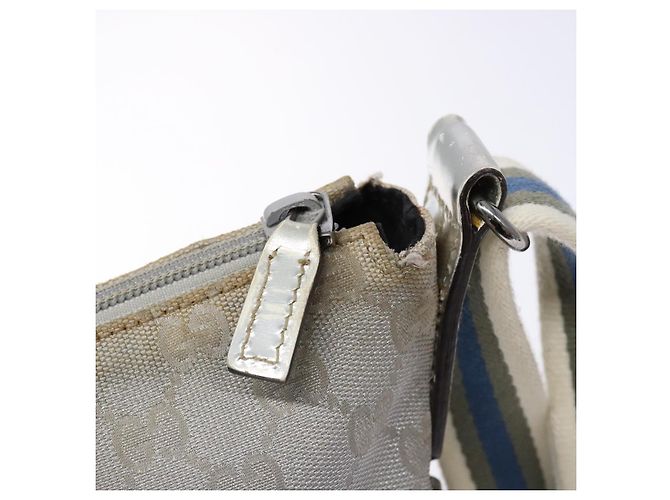 Borsa a Spalla Gucci GG Canvas Sherry Line Argento 145857 Auth 133310 - vista 14