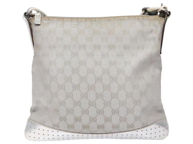 Borsa a Spalla Gucci GG Canvas Sherry Line Argento 145857 Auth 133310 - vista 3