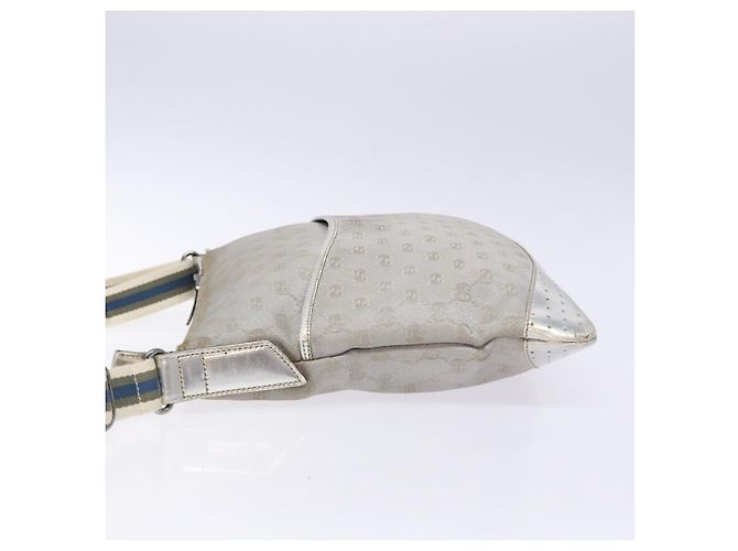 Borsa a Spalla Gucci GG Canvas Sherry Line Argento 145857 Auth 133310 - vista 5