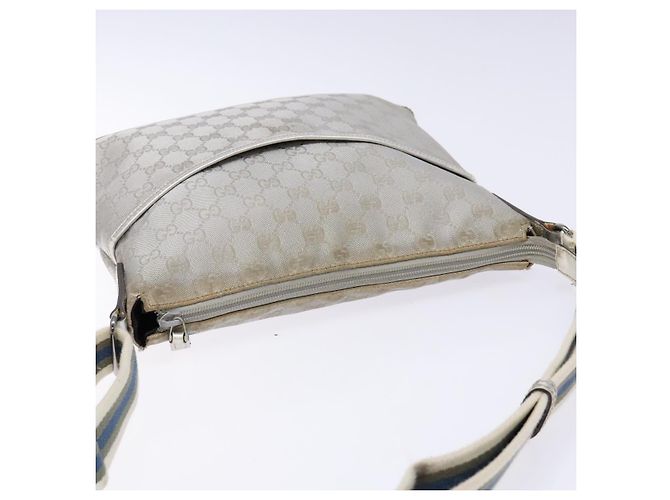 Borsa a Spalla Gucci GG Canvas Sherry Line Argento 145857 Auth 133310 - vista 6