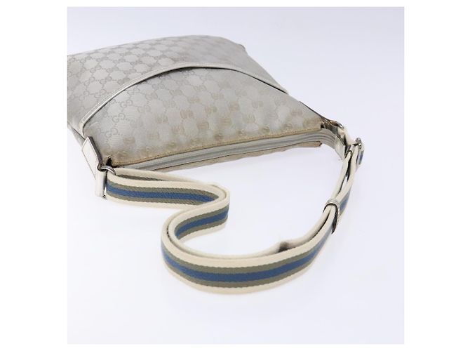 Borsa a Spalla Gucci GG Canvas Sherry Line Argento 145857 Auth 133310 - vista 7