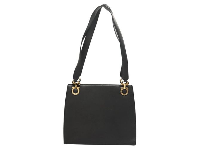 Gancini Schultertasche aus Leder Schwarz Gold Auth 134227 von Salvatore Ferragamo Golden - Ansicht 2