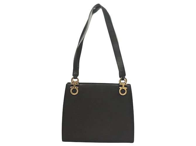 Gancini Schultertasche aus Leder Schwarz Gold Auth 134227 von Salvatore Ferragamo Golden - Ansicht 3