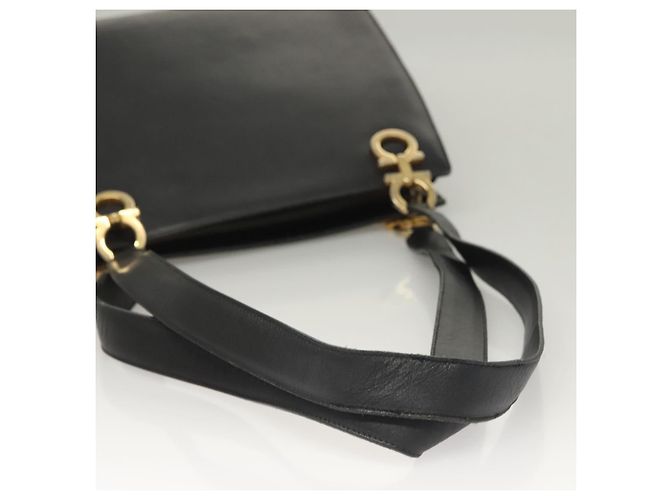 Gancini Schultertasche aus Leder Schwarz Gold Auth 134227 von Salvatore Ferragamo Golden - Ansicht 7