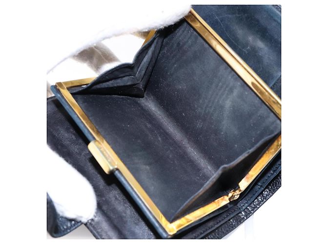 Billetera Bifold CHANEL de Piel Caviar Negra Oro CC Auth bs28503 Negro Dorado - vista 11