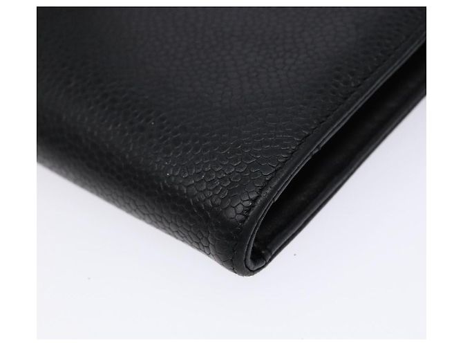 Billetera Bifold CHANEL de Piel Caviar Negra Oro CC Auth bs28503 Negro Dorado - vista 15