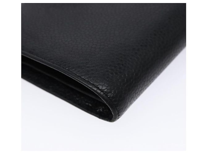 Billetera Bifold CHANEL de Piel Caviar Negra Oro CC Auth bs28503 Negro Dorado - vista 16