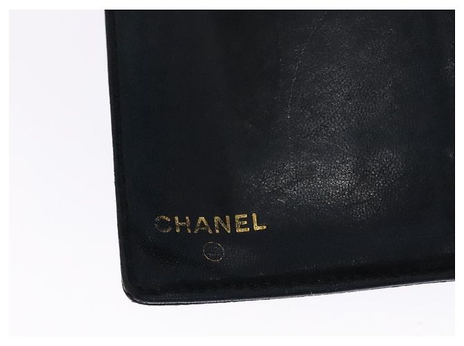 Billetera Bifold CHANEL de Piel Caviar Negra Oro CC Auth bs28503 Negro Dorado - vista 18