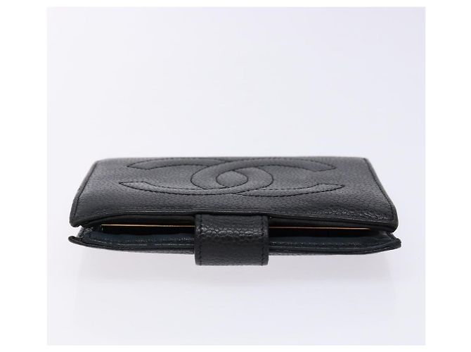 Billetera Bifold CHANEL de Piel Caviar Negra Oro CC Auth bs28503 Negro Dorado - vista 5