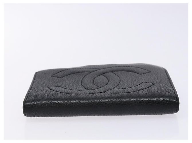 Billetera Bifold CHANEL de Piel Caviar Negra Oro CC Auth bs28503 Negro Dorado - vista 6