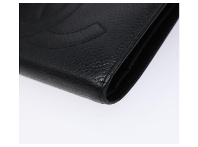 Billetera Bifold CHANEL de Piel Caviar Negra Oro CC Auth bs28503 Negro Dorado - vista 7