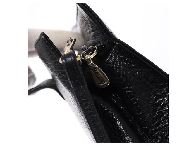 BALLY Bolsa de Ombro de Couro Preta Dourada Auth BA4279 Preto Dourado - vista 10