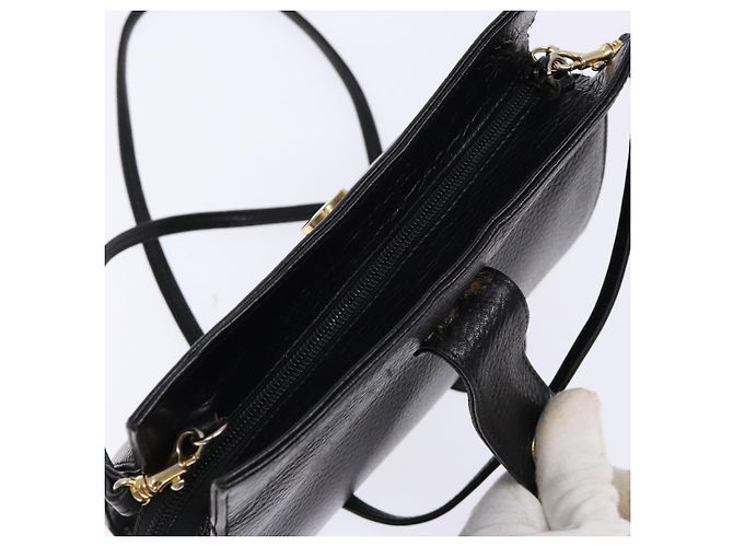 BALLY Bolsa de Ombro de Couro Preta Dourada Auth BA4279 Preto Dourado - vista 18