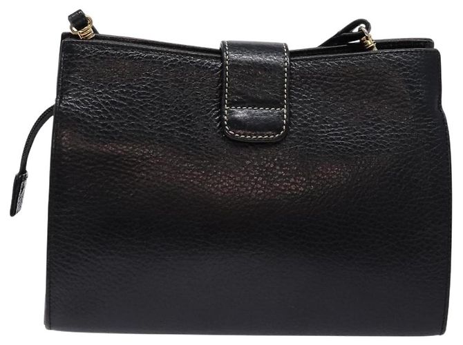 BALLY Bolsa de Ombro de Couro Preta Dourada Auth BA4279 Preto Dourado - vista 2