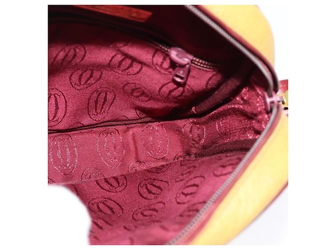 Cartier Sac à bandoulière Must Line en cuir beige et or Auth BA4825 Doré - vue 17