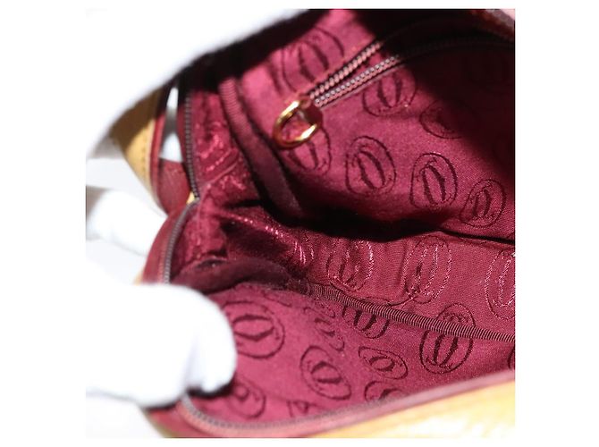 Cartier Sac à bandoulière Must Line en cuir beige et or Auth BA4825 Doré - vue 18