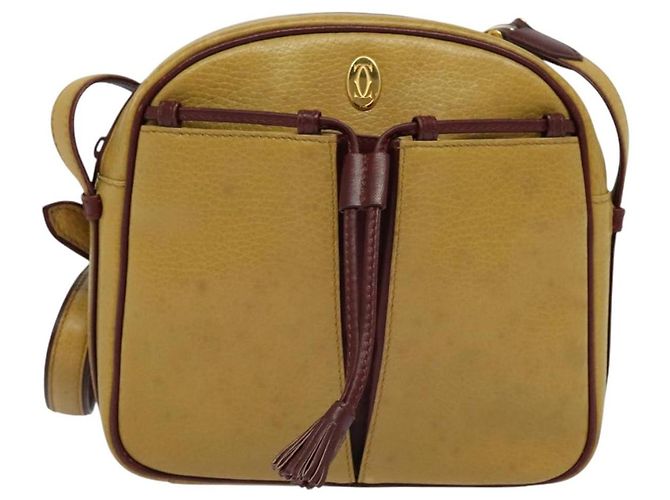 Cartier Sac à bandoulière Must Line en cuir beige et or Auth BA4825 Doré - vue 2