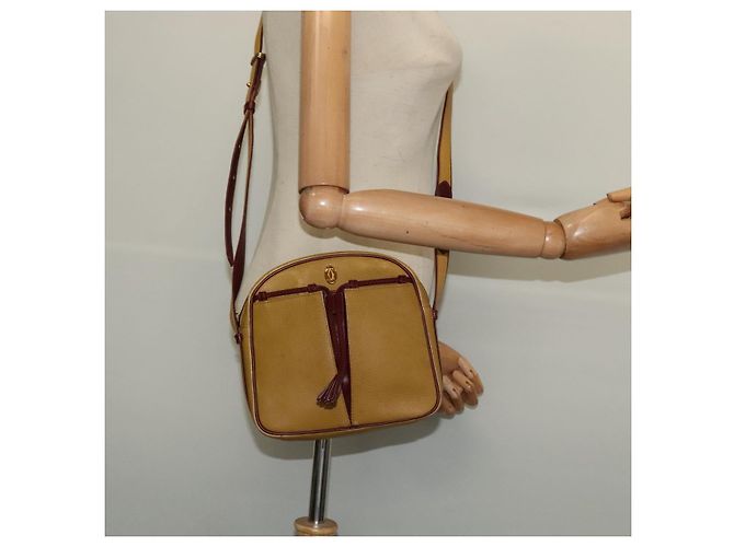 Cartier Sac à bandoulière Must Line en cuir beige et or Auth BA4825 Doré - vue 20