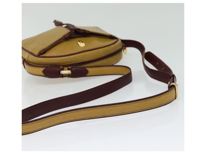 Cartier Sac à bandoulière Must Line en cuir beige et or Auth BA4825 Doré - vue 7