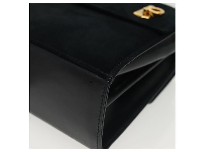 Borsa a Spalla Gancini in Pelle e Suede Salvatore Ferragamo Blu Navy Oro Auth 137474 D'oro - vista 11