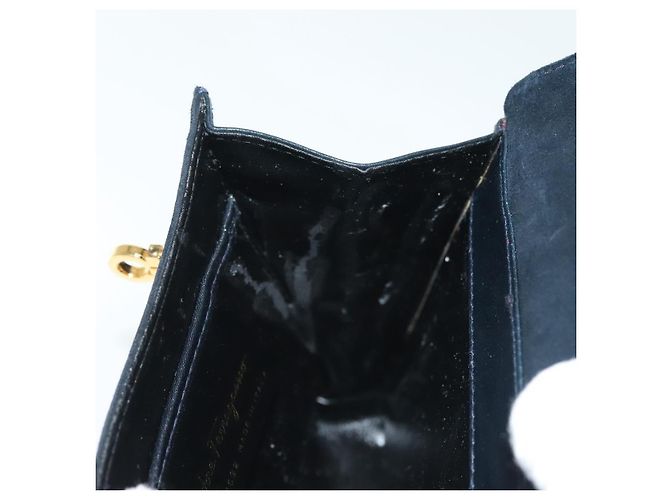 Borsa a Spalla Gancini in Pelle e Suede Salvatore Ferragamo Blu Navy Oro Auth 137474 D'oro - vista 18