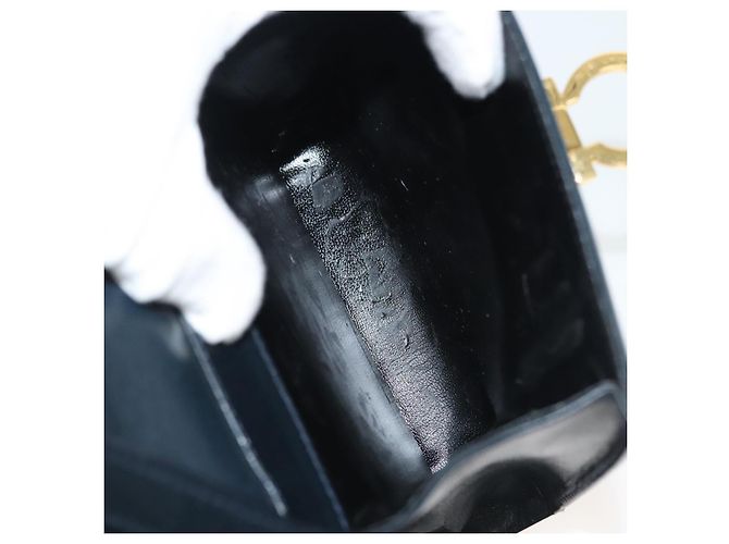 Borsa a Spalla Gancini in Pelle e Suede Salvatore Ferragamo Blu Navy Oro Auth 137474 D'oro - vista 19
