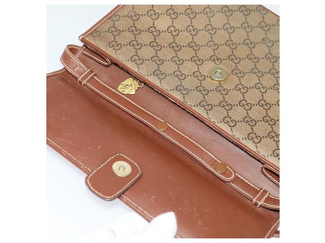 Borsa a Spalla GG Canvas Gucci Marrone Oro 004 49 0195 Auth 133417 D'oro - vista 15