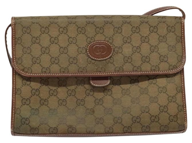 Borsa a Spalla GG Canvas Gucci Marrone Oro 004 49 0195 Auth 133417 D'oro - vista 2