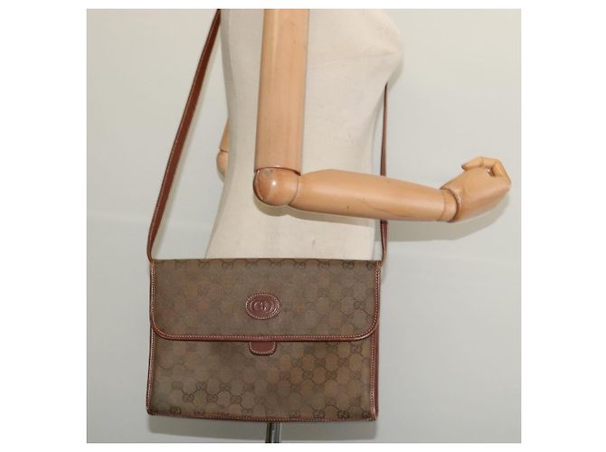 Borsa a Spalla GG Canvas Gucci Marrone Oro 004 49 0195 Auth 133417 D'oro - vista 22