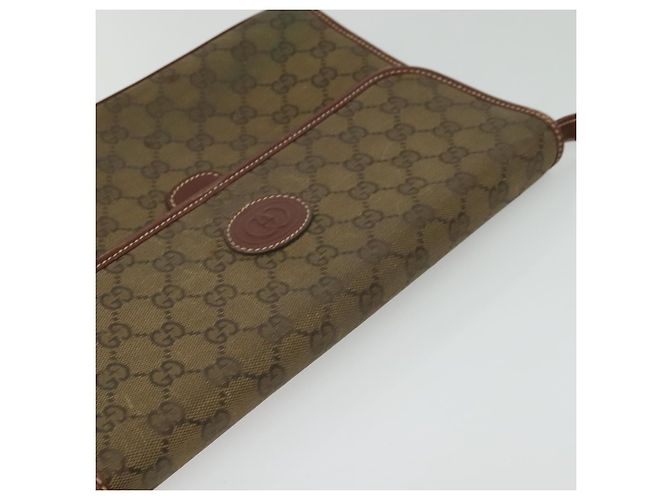 Borsa a Spalla GG Canvas Gucci Marrone Oro 004 49 0195 Auth 133417 D'oro - vista 6