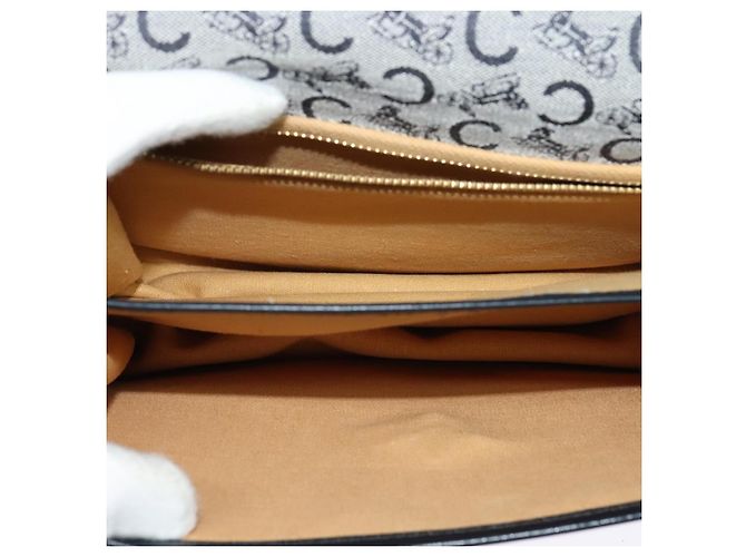 Céline Borsa a Spalla Celine C Sulky in Tela Blu Navy e Oro Auth 129708 D'oro - vista 12